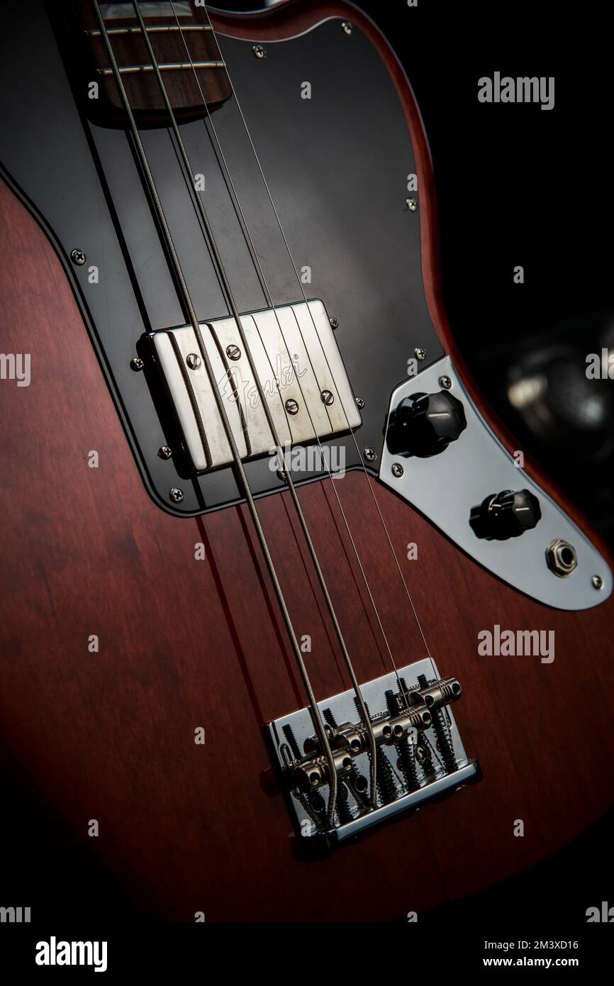 Fender bass guitar used by Mike Kerr of Royal Blood on stage before a live show Stock Photo Alamy