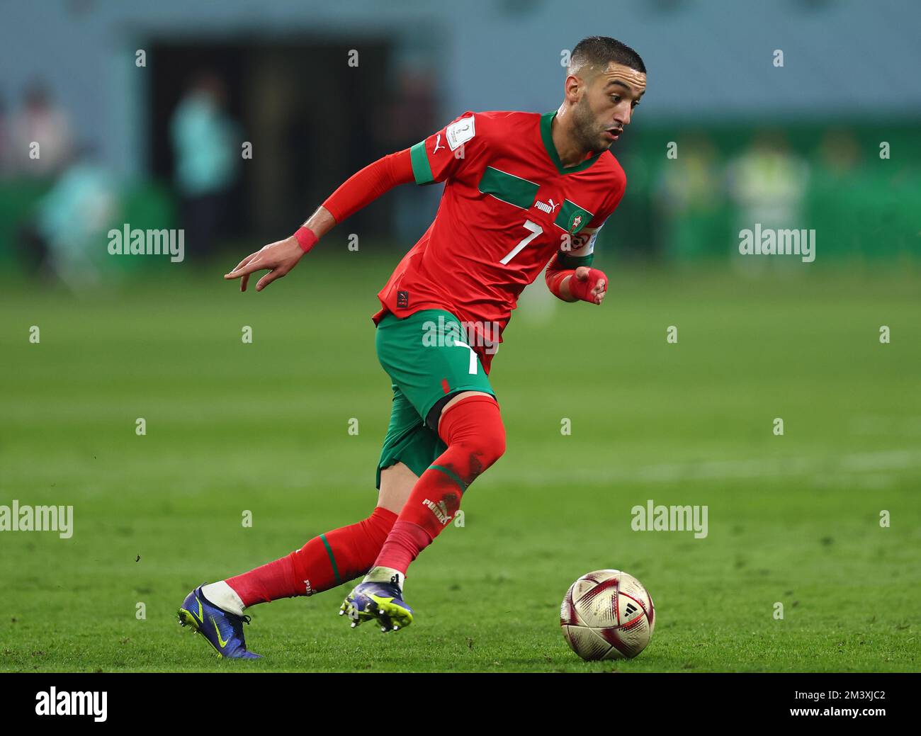 Doha, Qatar. 17th Dec, 2022. Hakim Ziyach of Morocco during the FIFA World Cup 2022 match at Khalifa International Stadium, Doha. Picture credit should read: David Klein/Sportimage Credit: Sportimage/Alamy Live News Stock Photo