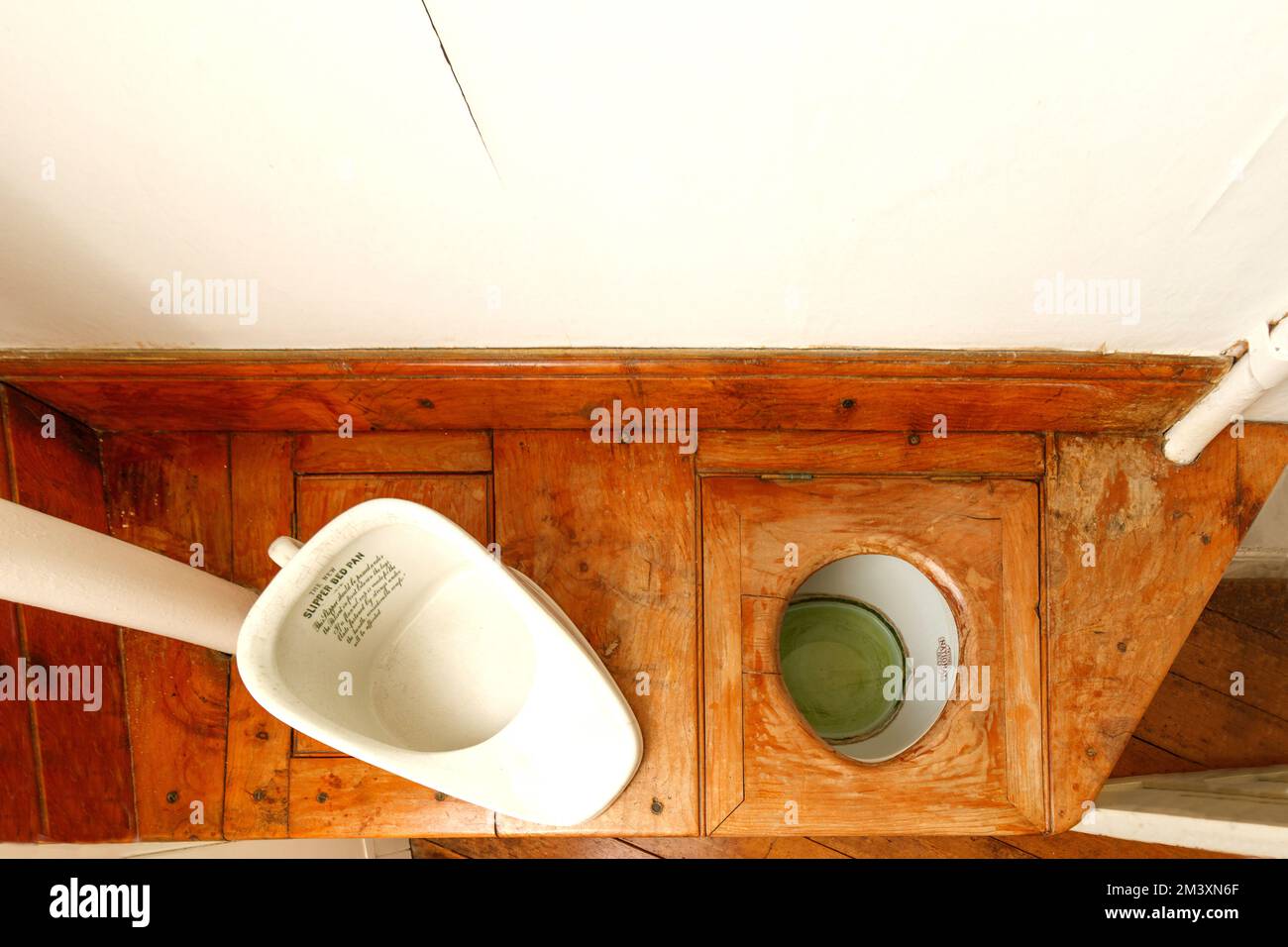 top view of old water closet toilet and ceramic bedpan interior of A la