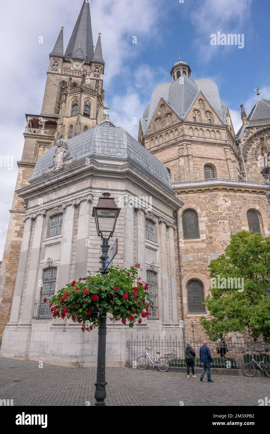 Aachen september 2022: The facade of the Aachen Cathedral Stock Photo