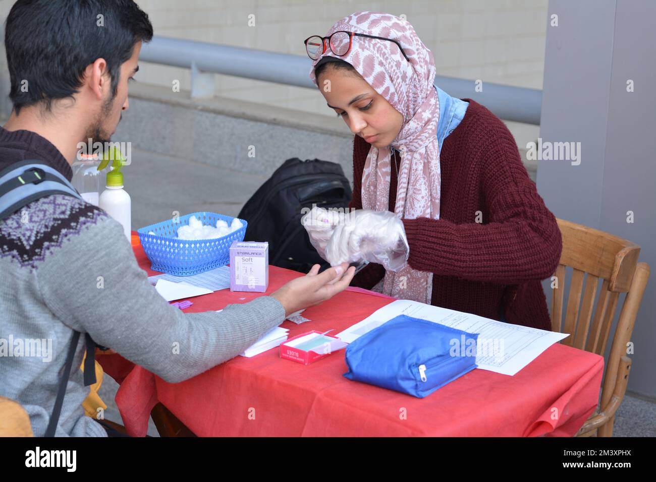 Cairo, Egypt, December 13 2022: ABO blood typing for checking the blood ...