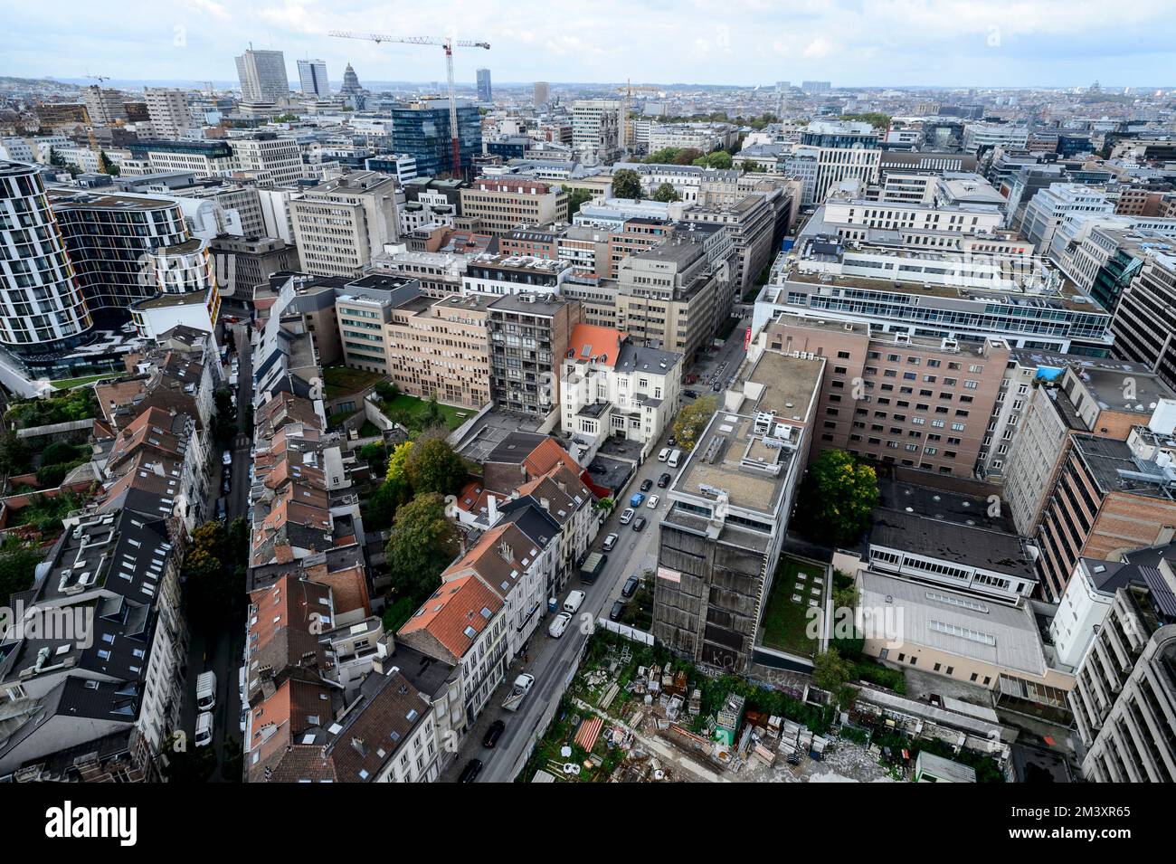 View on the rooftops of the European area in Brussels. Vue sur le quartier europeen a Bruxelles. Credit: JMQuinet/Reporters Stock Photo
