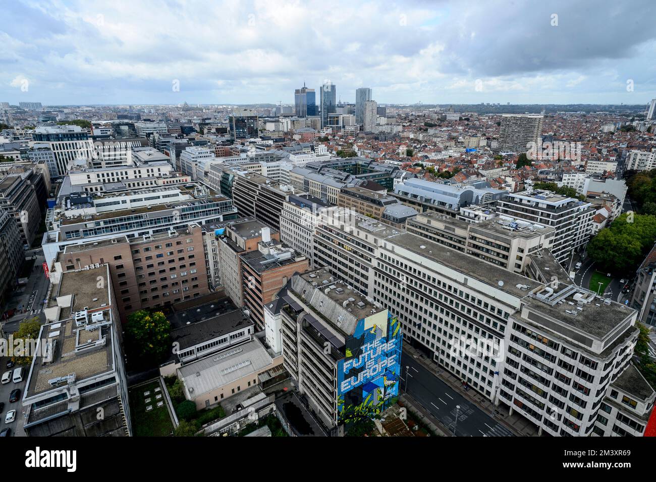View on the rooftops of the European area in Brussels. Vue sur le quartier europeen a Bruxelles.  Rue de la loi  Credit: JMQuinet/Reporters Stock Photo