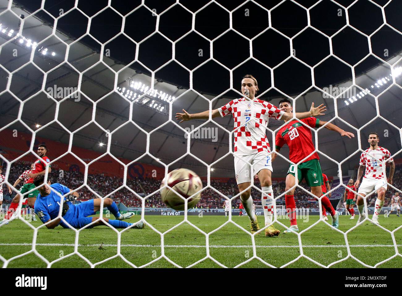 DOHA, QATAR - DECEMBER 17: Mislav Orsic of Croatia ( not pictured)scores a goal during the FIFA World Cup Qatar 2022 3rd Place match between Croatia and Morocco at Khalifa International Stadium on December 17, 2022 in Doha, Qatar. Photo: Goran Stanzl/PIXSELL Credit: Pixsell/Alamy Live News Stock Photo