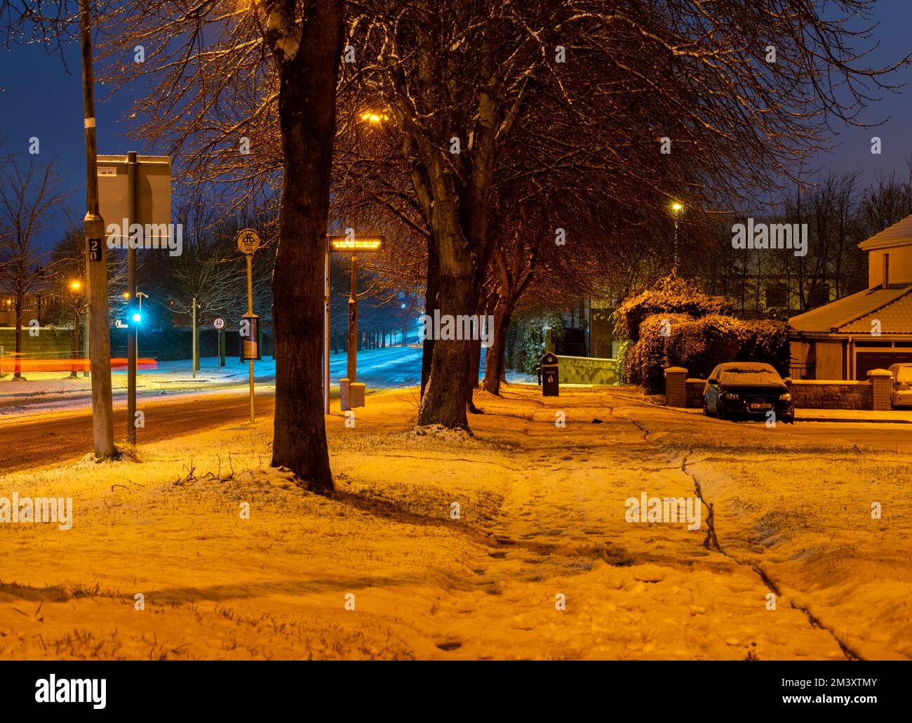 Snow cover in Tallaght in a rare December snow event Stock Photo Alamy
