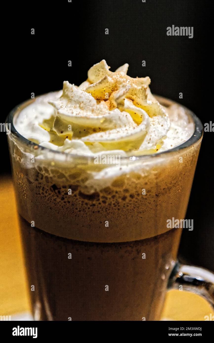 Hot Drink with whipped cream Stock Photo