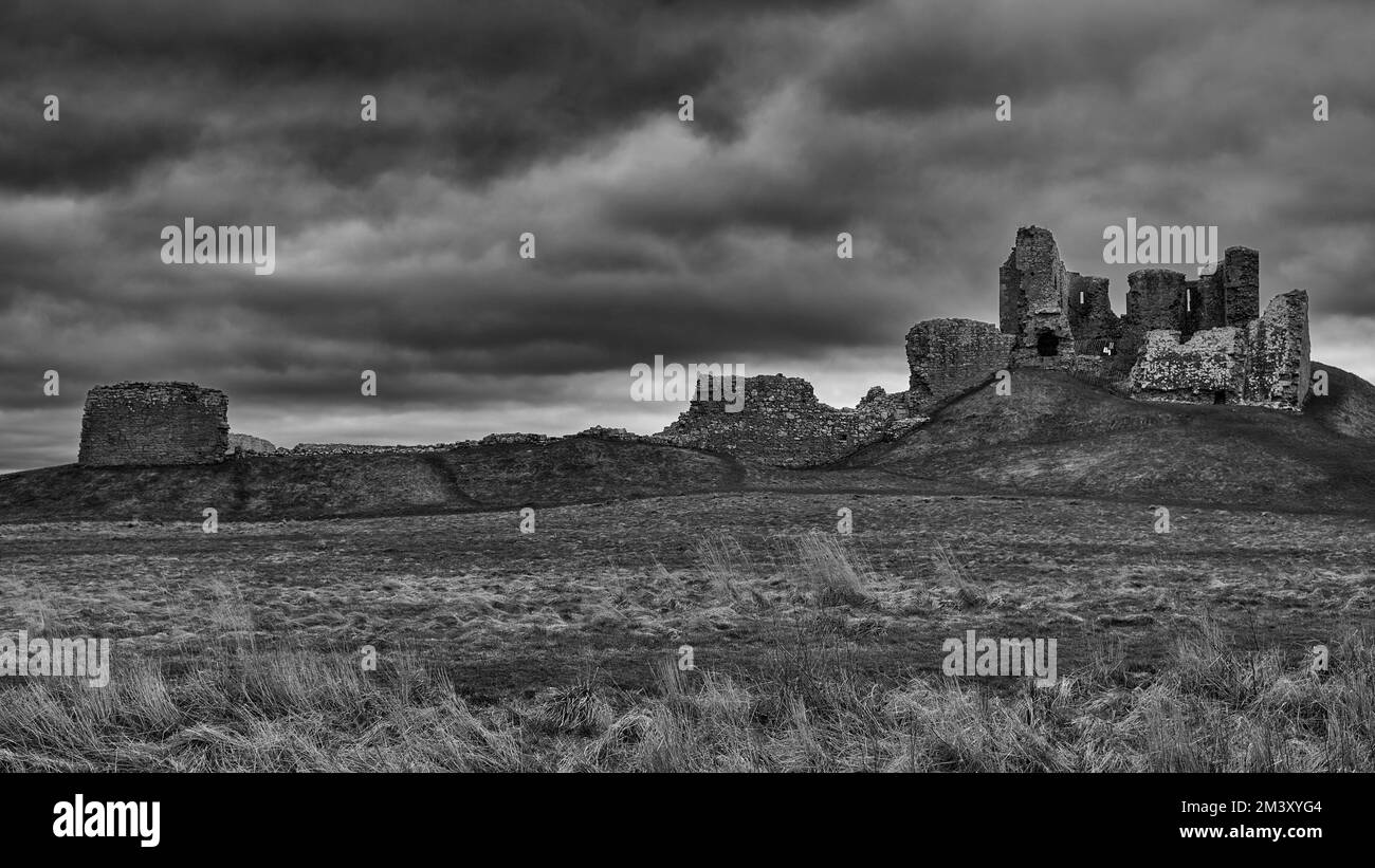 Duffus Castle, Monochrome Stock Photo