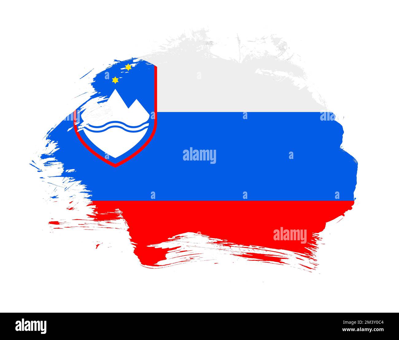 Slovenia flag painted on minimal brush stroke background Stock Photo ...