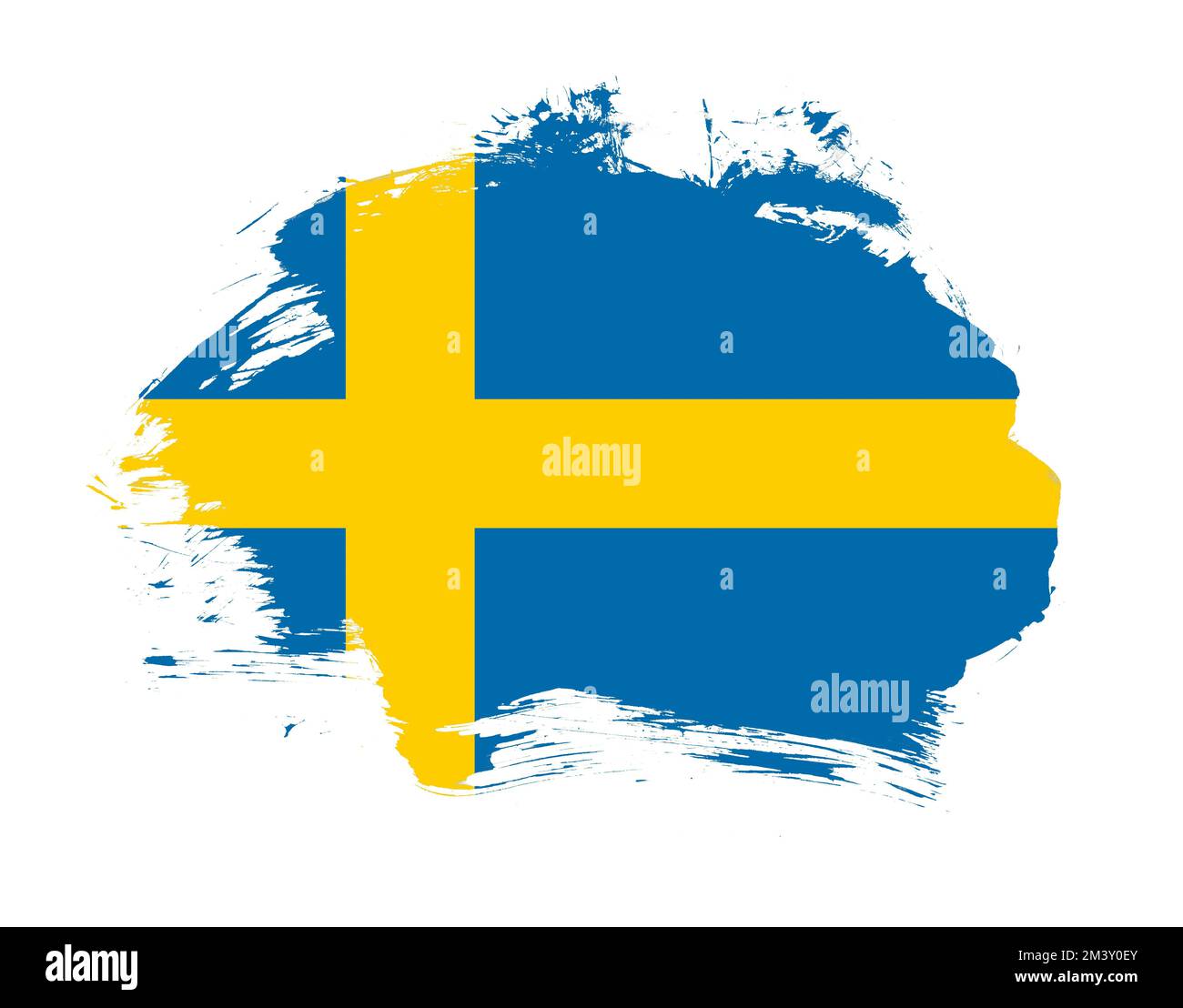 Sweden flag painted on minimal brush stroke background Stock Photo - Alamy