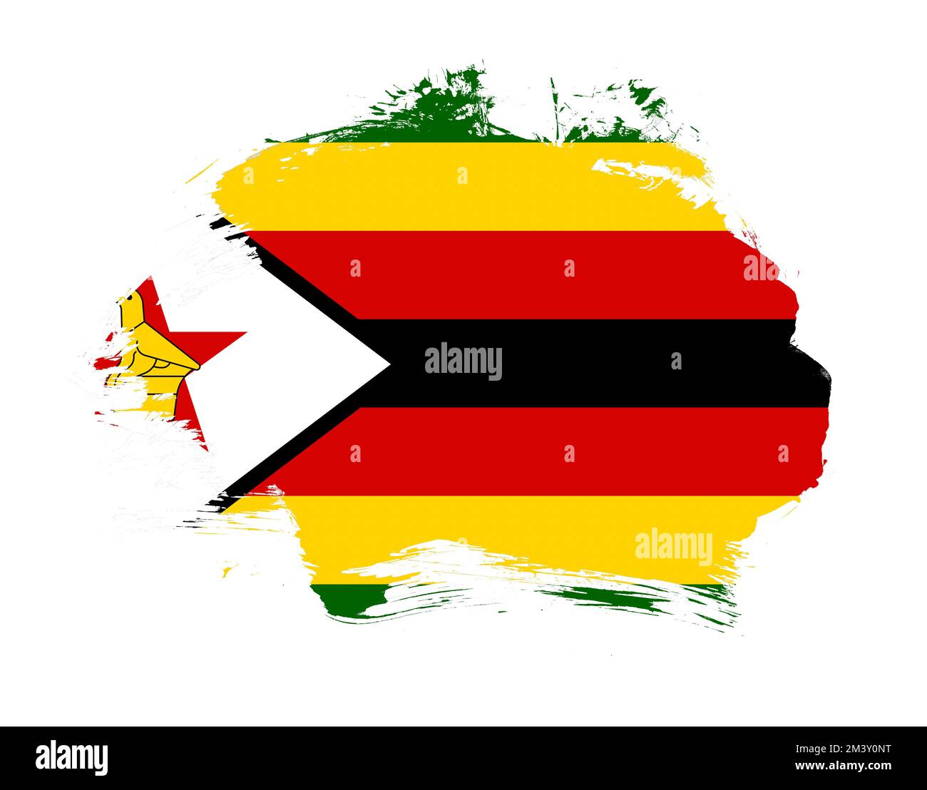 Zimbabwe flag painted on minimal brush stroke background Stock Photo