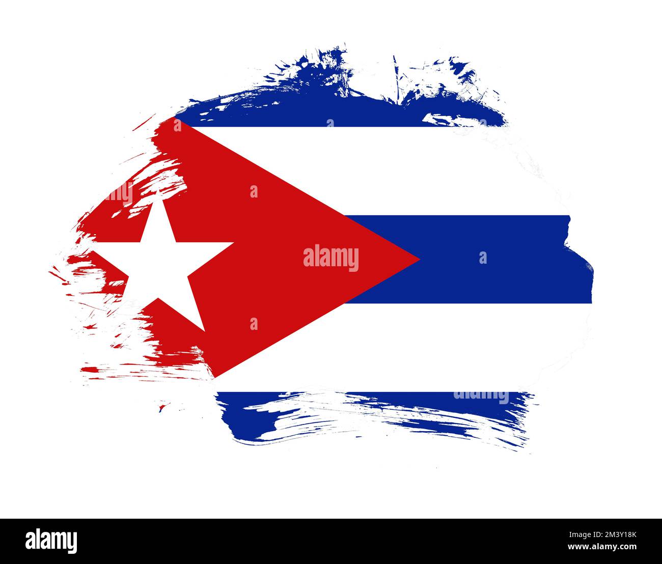 Cuba flag painted on minimal brush stroke background Stock Photo