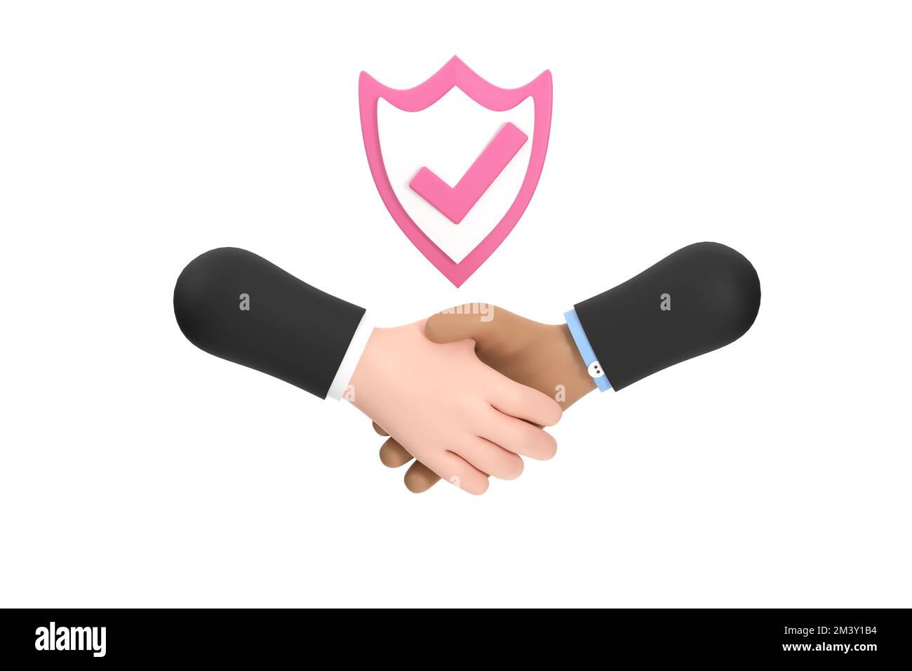 3d hands business handshake emoji on white background. Partnership