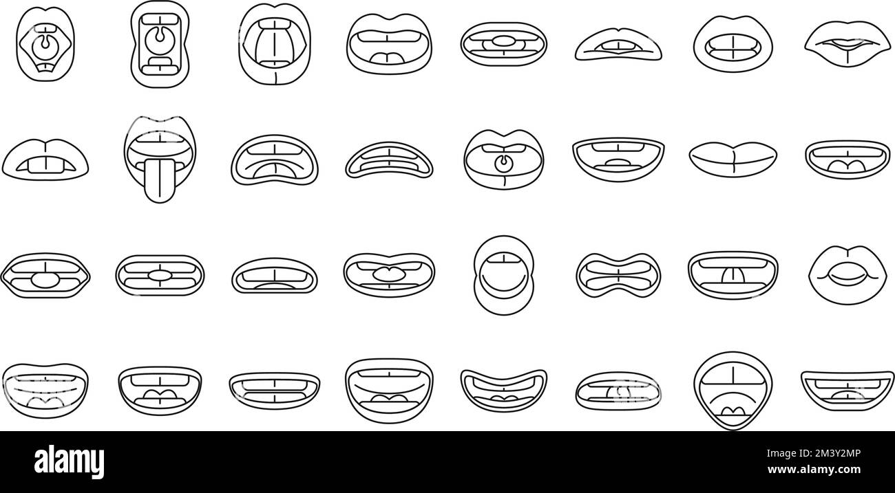 Articulation icons set outline vector. Childhood development. Education