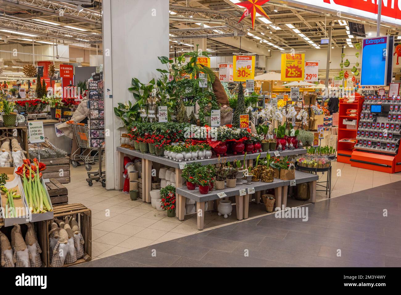 Beautiful view of interior of supermarket with department for sale of