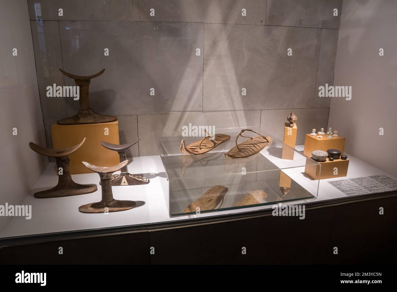 Various exhibit items, on display, showcases, exhibits, Egyptian museum