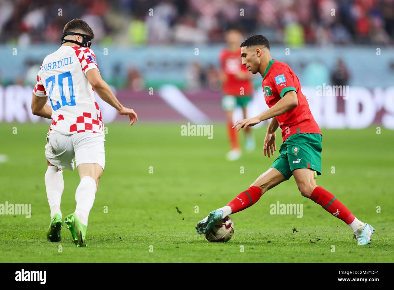 221214) -- AL KHOR, Dec. 14, 2022 -- Achraf Hakimi of Morocco