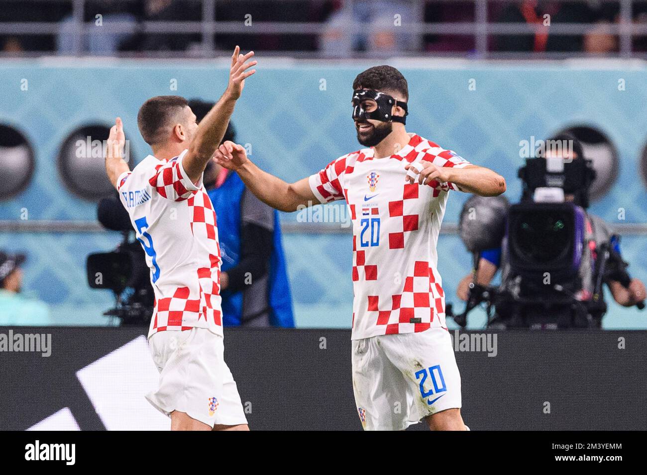 Doha, Qatar. 17th Dec, 2022. Khalifa International Stadium Josko Gvardiol  of Croatia celebrates after scoring goal (1-0) during Croatia v Morocco  held at Khalifa International Stadium in Doha, CA. (Marcio Machado/SPP)  Credit: