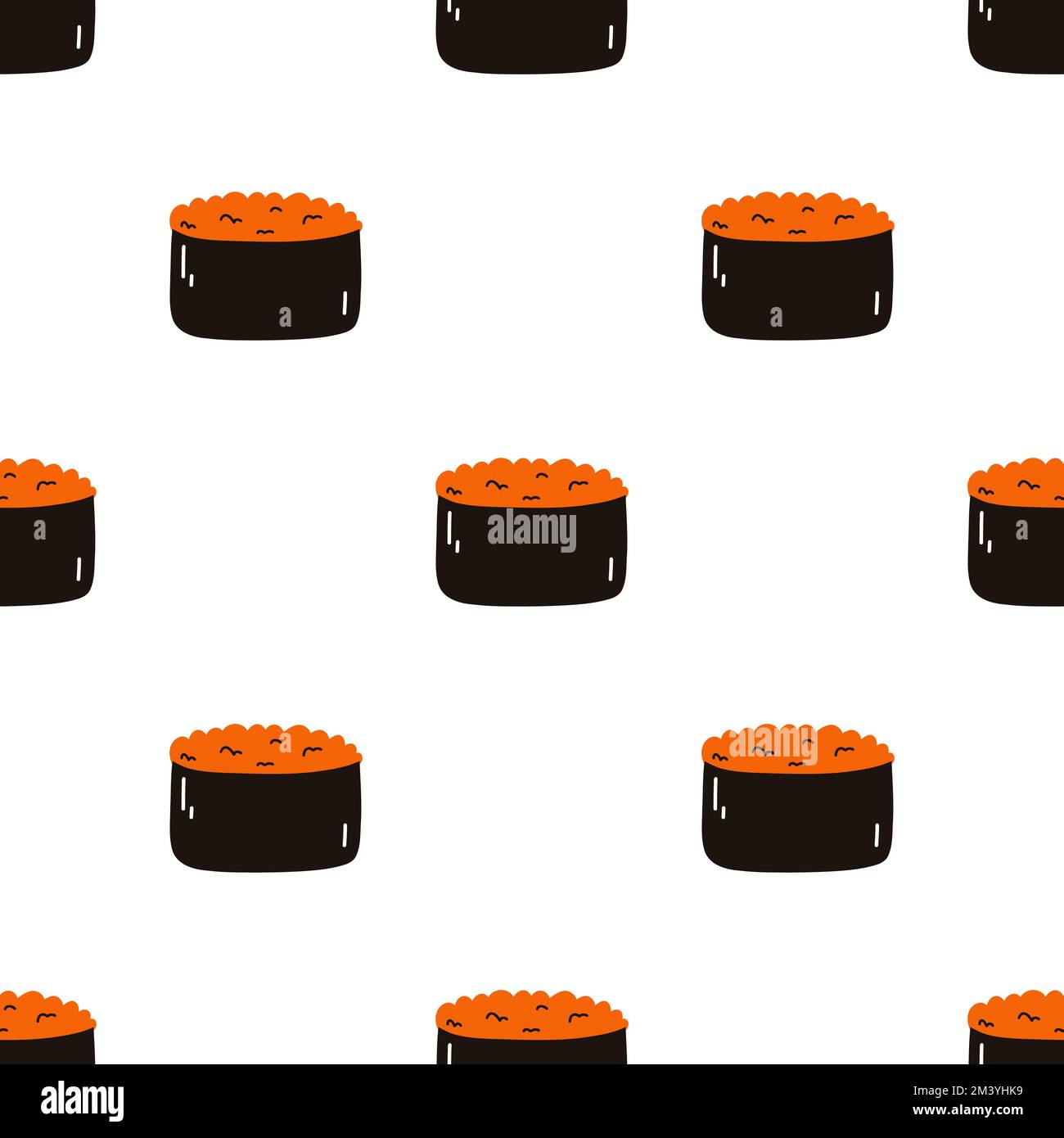 Seamless pattern with sushi. Hand drawn vector background with