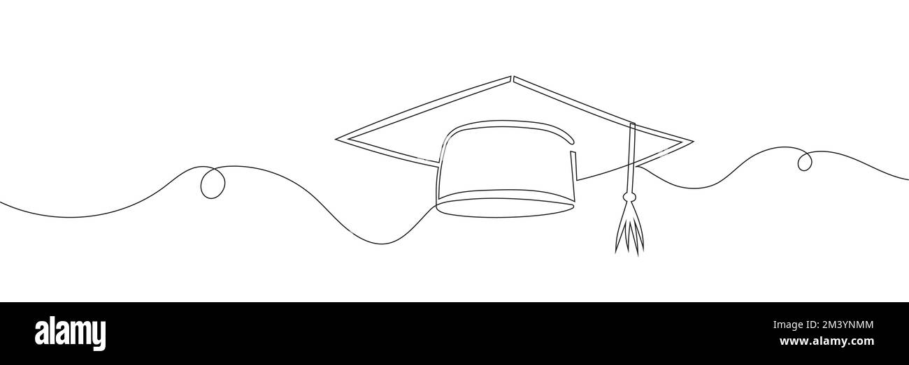 Continuous line drawing of graduation cap isolated on white background ...