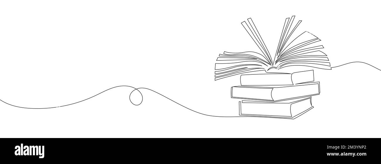 Continuous line drawing of a book. Stacks of books. Vector illustration Stock Vector Image & Art