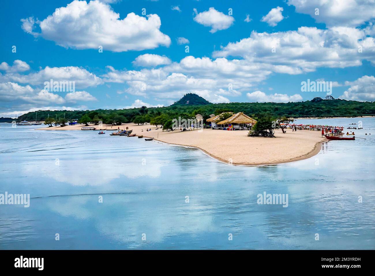 Long sandy beach in Alter do Chao along the amazon river, Para, Brazil Stock Photo