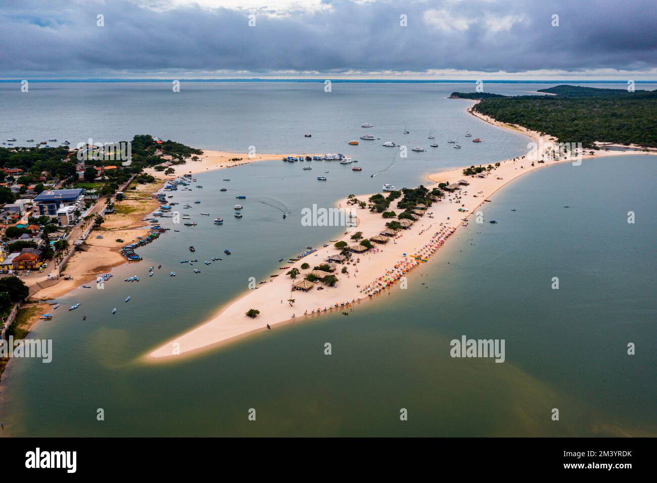 Long Sandy Beach In Alter Do Chao Along The Amazon River Para Brazil 