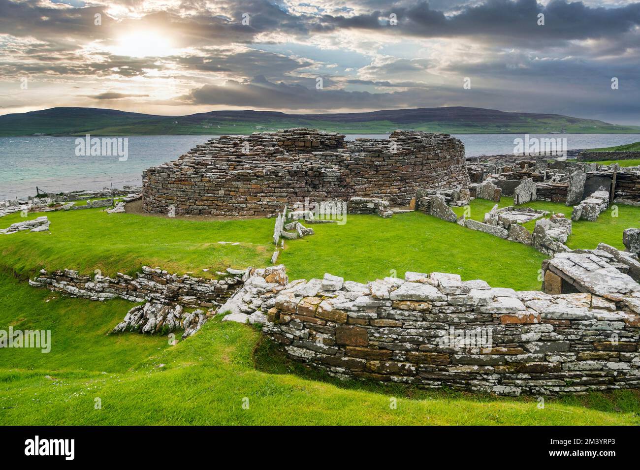 Iron age build Broch of Gurness, Orkney Islands, United Kingdom Stock Photo