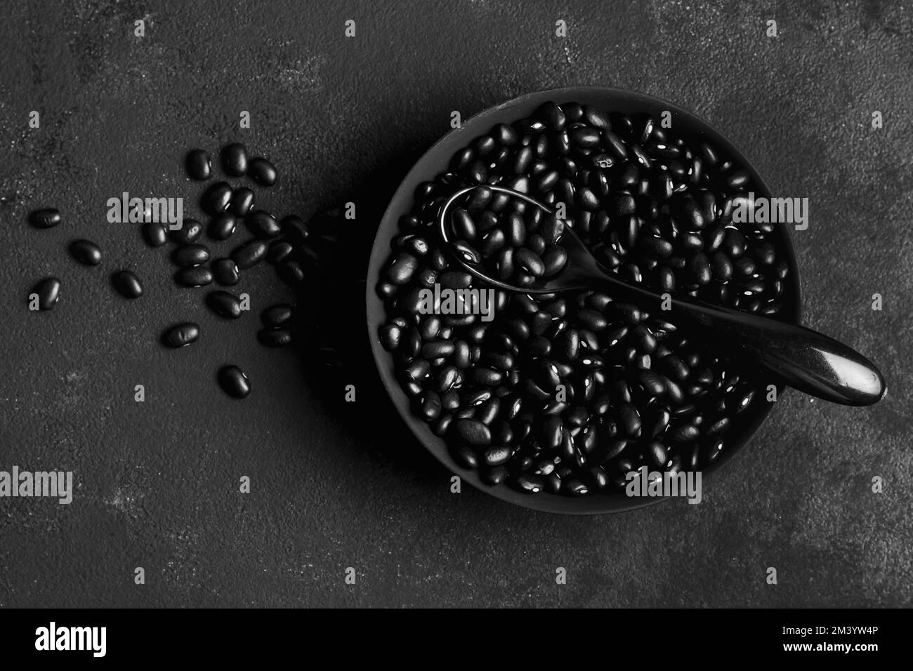 Flat lay arrangement black beans dark background Stock Photo Alamy
