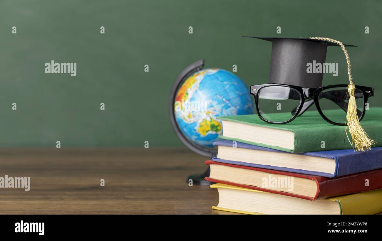 Front view educational objects with copy space Stock Photo - Alamy