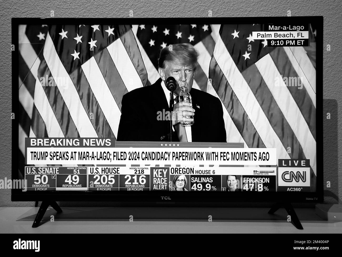 A CNN television screenshot of former US President Donald Trump