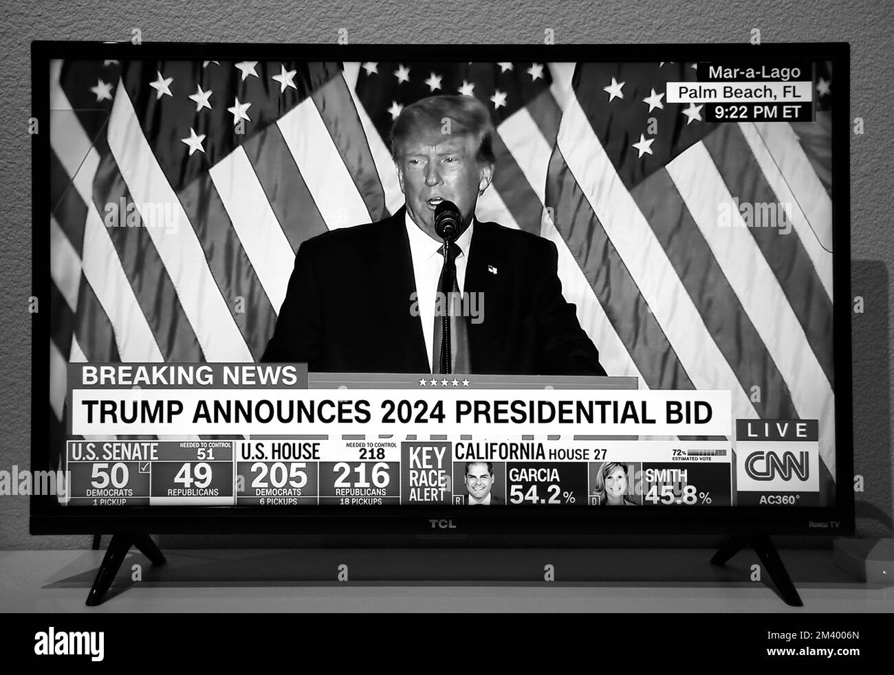 A CNN television screenshot of former US President Donald Trump