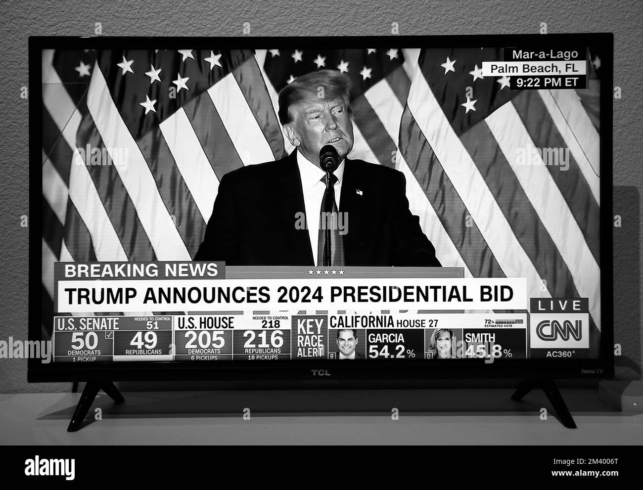 A CNN television screenshot of former US President Donald Trump