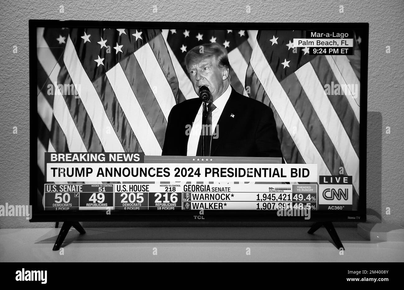A CNN television screenshot of former US President Donald Trump