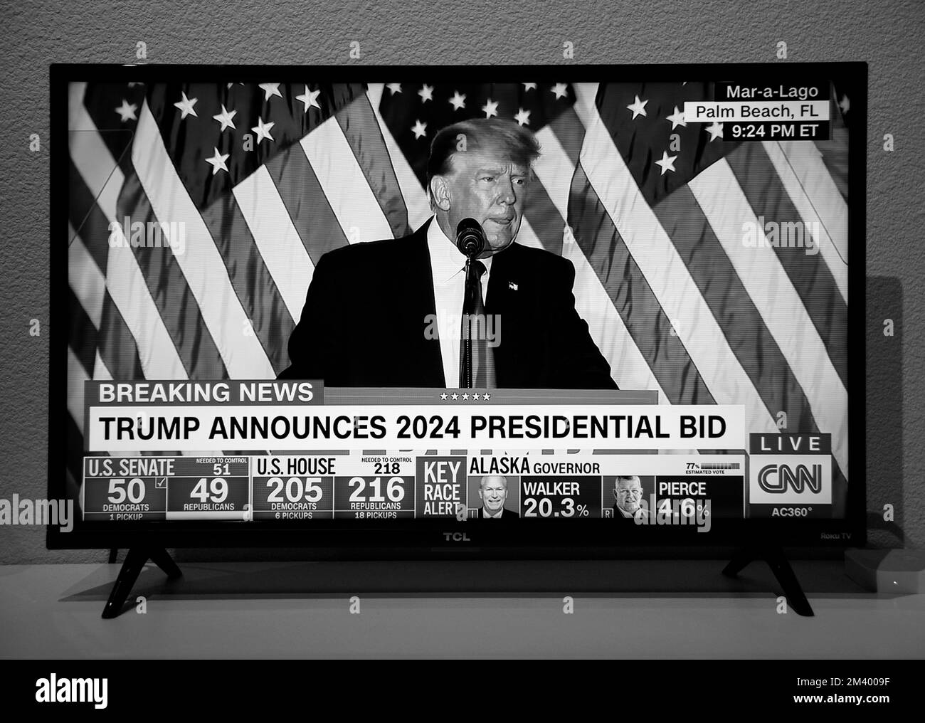 A CNN television screenshot of former US President Donald Trump