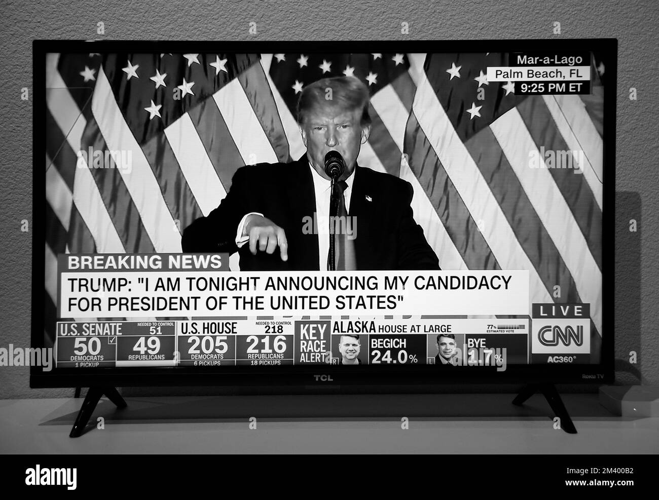 A CNN television screenshot of former US President Donald Trump