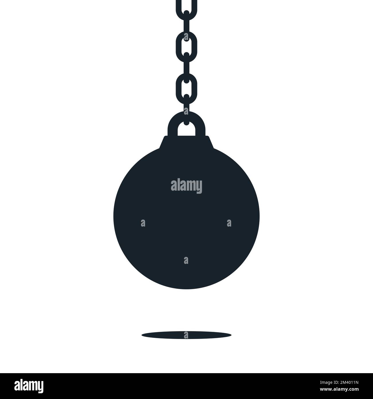 Demolition Sphere. Heavy black wrecking ball for buildings destruction. Vector illustration design element. Stock Vector