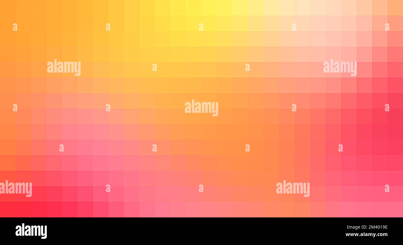 Vibrant summer colors gradient mosaic texture, abstract orange yellow pink red blurred background, banner size, copy space Stock Photo