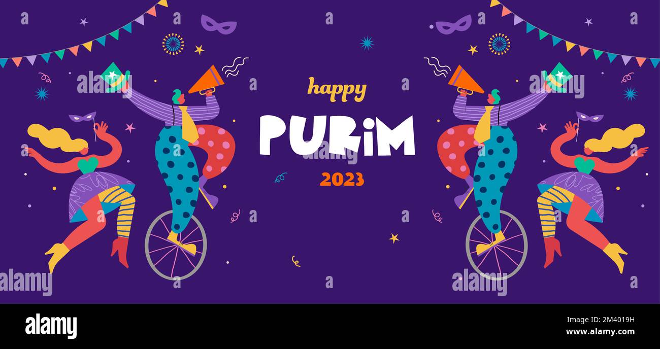 Happy purim jewish holiday carnival colorful geometric background