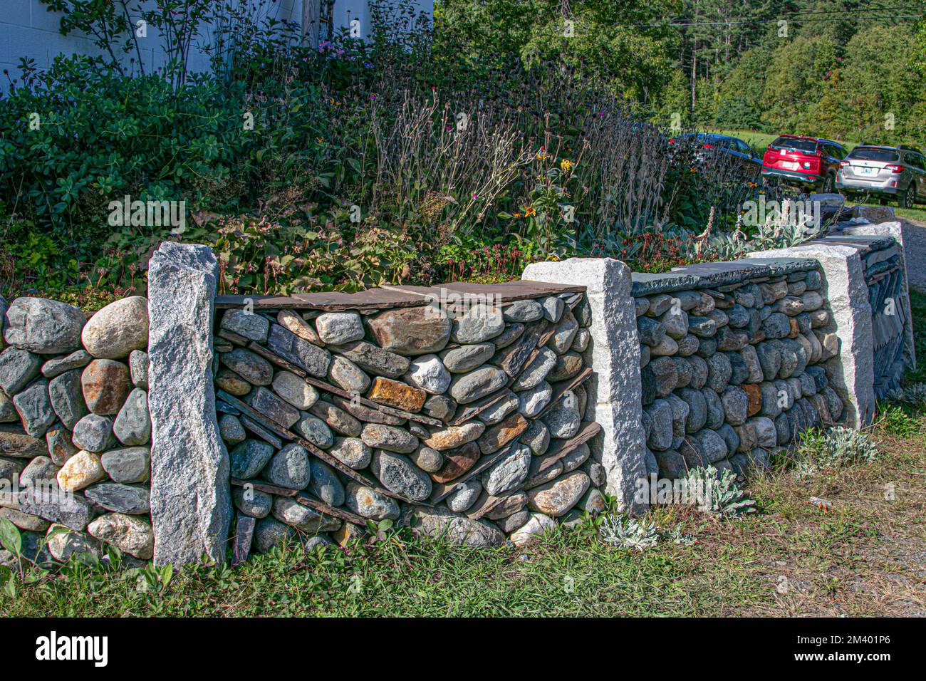 USA, Vermont, Brattleboro, Scott farm, landmark Trust, Stone Foundation, stone wall building