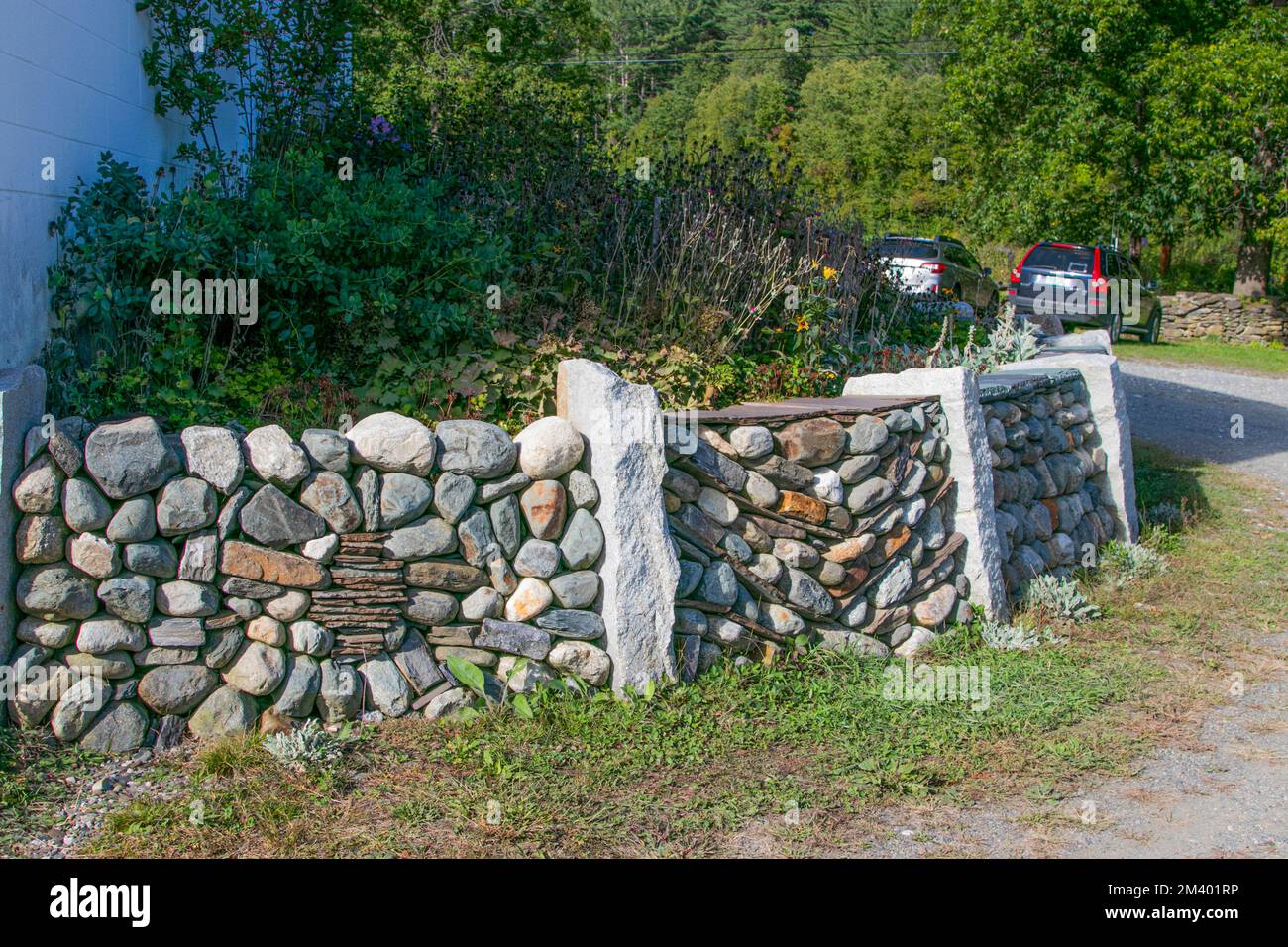 USA, Vermont, Brattleboro, Scott farm, landmark Trust, Stone Foundation, stone wall building