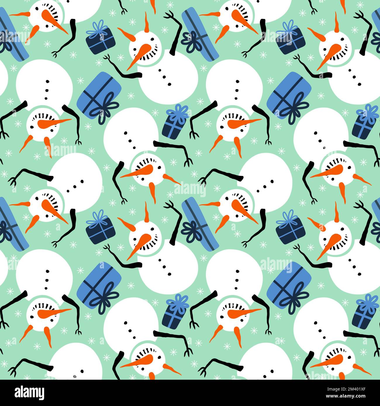 Anry Pattern Cartoon winter scary snowman seamless ice angry pattern for wrapping ...