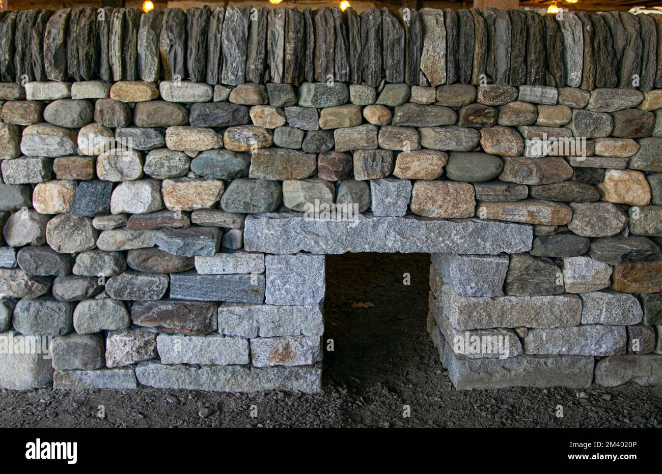 USA, Vermont, Brattleboro, Scott farm, landmark Trust, Stone Foundation, stone wall building