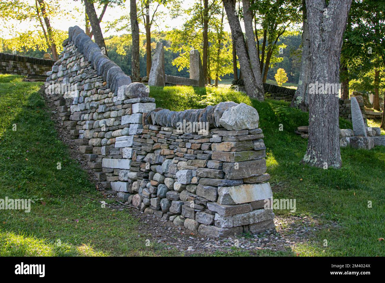 USA, Vermont, Brattleboro, Scott farm, landmark Trust, Stone Foundation, stone wall building