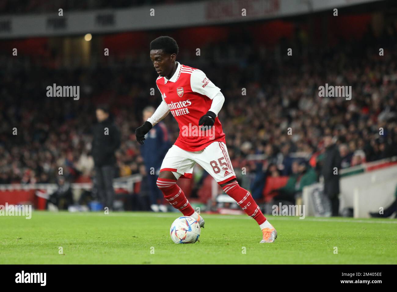 London, UK. 17th Dec, 2022. Amario Cozier-Duberry of Arsenal during the Club  Friendly match between Arsenal and Juventus at the Emirates Stadium,  London, England on 17 December 2022. Photo by Joshua Smith.