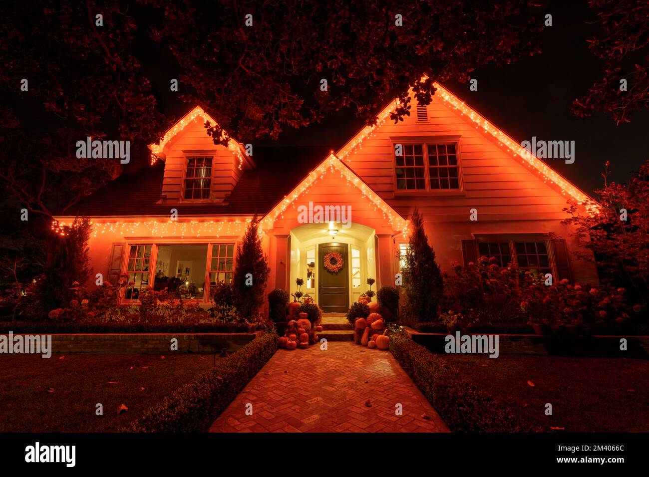 House Night Decorations for Thanksgiving Holiday Stock Photo - Alamy