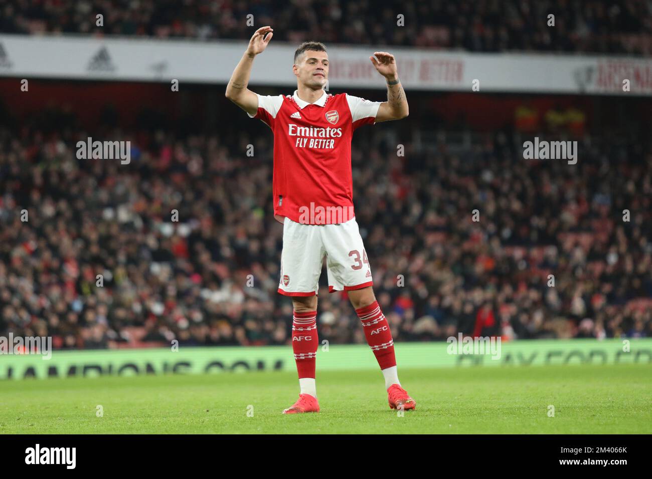 London, UK. 17th Dec, 2022. Granit Xhaka of Arsenal during the Club Friendly match between Arsenal and Juventus at the Emirates Stadium, London, England on 17 December 2022. Photo by Joshua Smith. Editorial use only, license required for commercial use. No use in betting, games or a single club/league/player publications. Credit: UK Sports Pics Ltd/Alamy Live News Stock Photo
