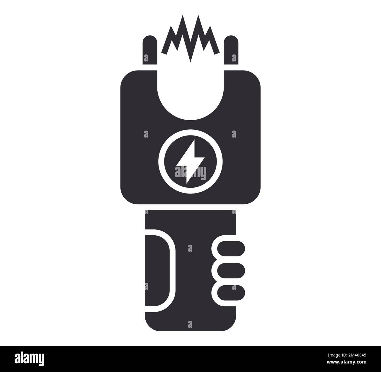black icon stun gun for safety. flat vector illustration Stock Vector