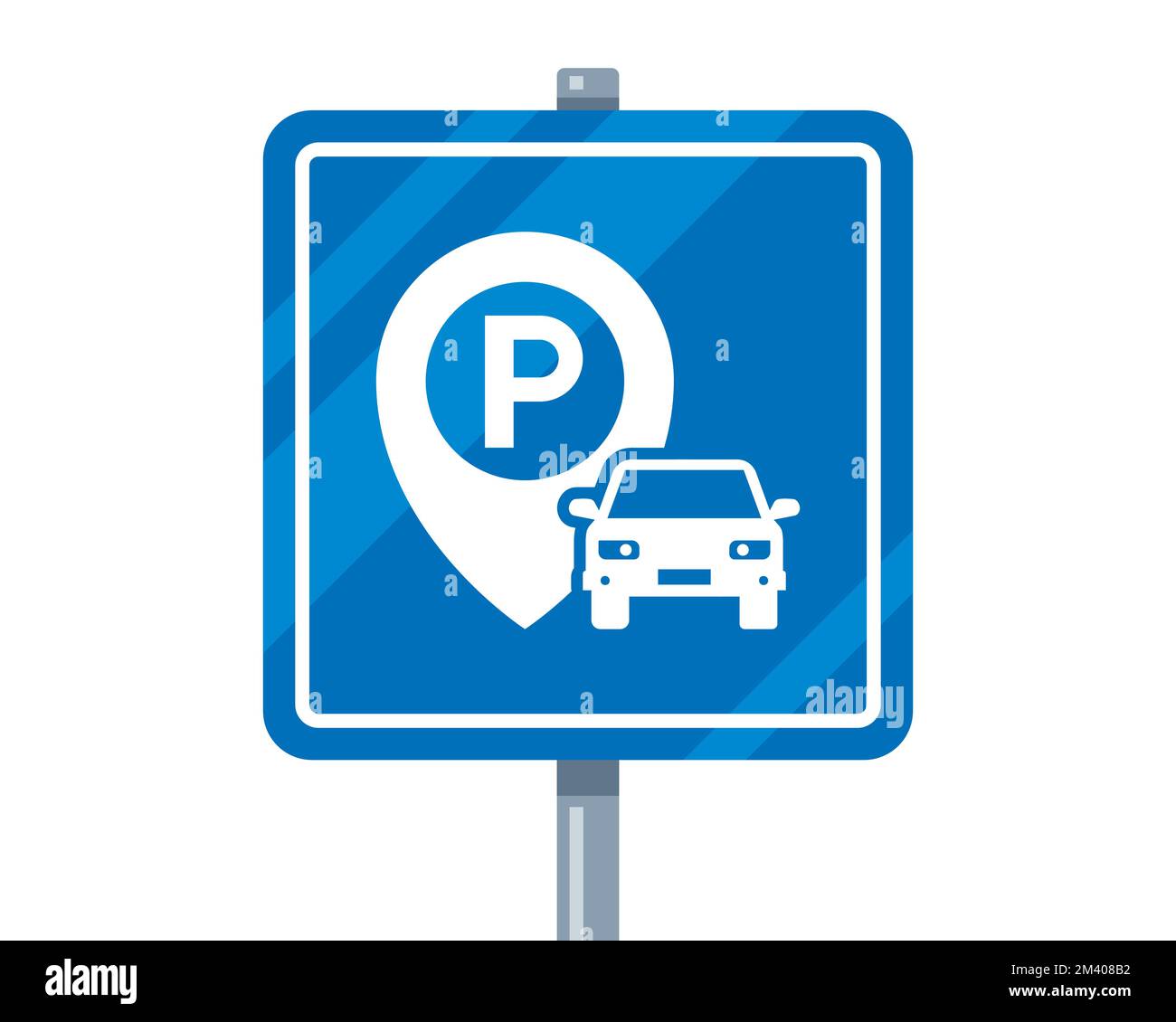 road sign with parking icon. park here. flat vector illustration Stock
