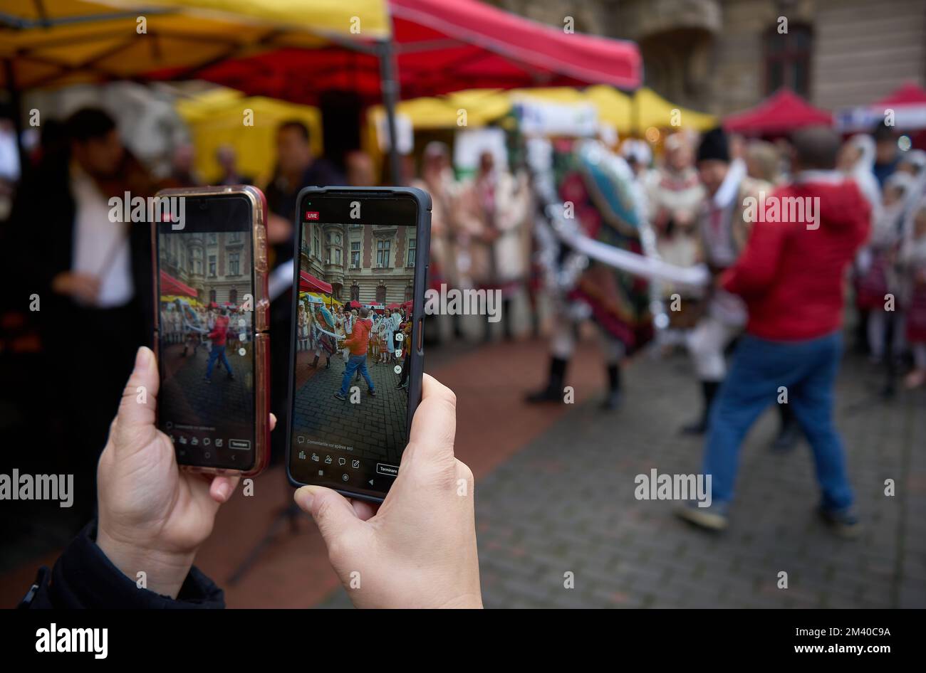 Bucharest, Romania - December 16, 2022: Food market "Romanian Christmas