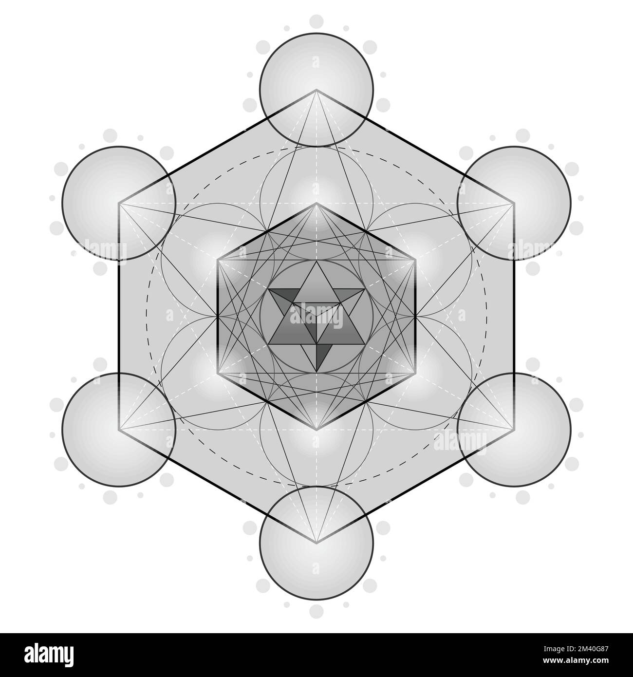 Vector design of metatron symbol, sacred geometry, metatron geometric figure Stock Vector
